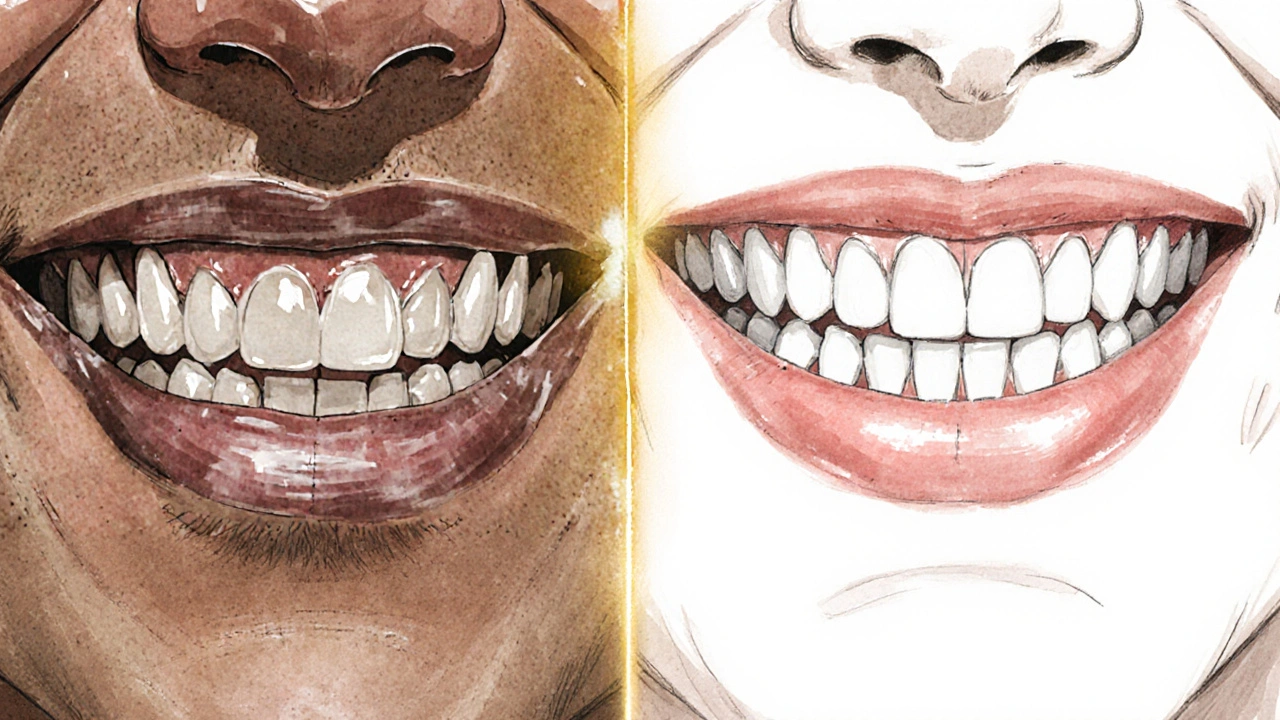 Před a po transformaci úsměvu s keramickými fazetami.