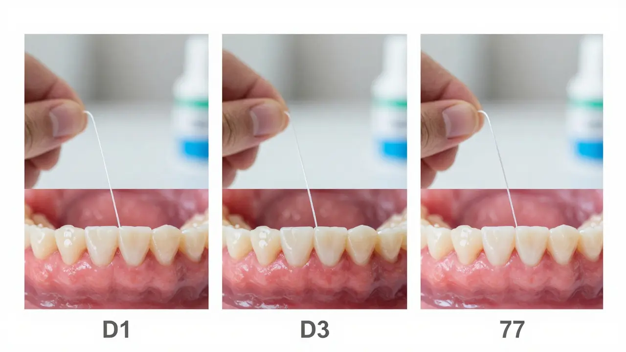 Postupné hojení dásní během 7 dní po broušení.