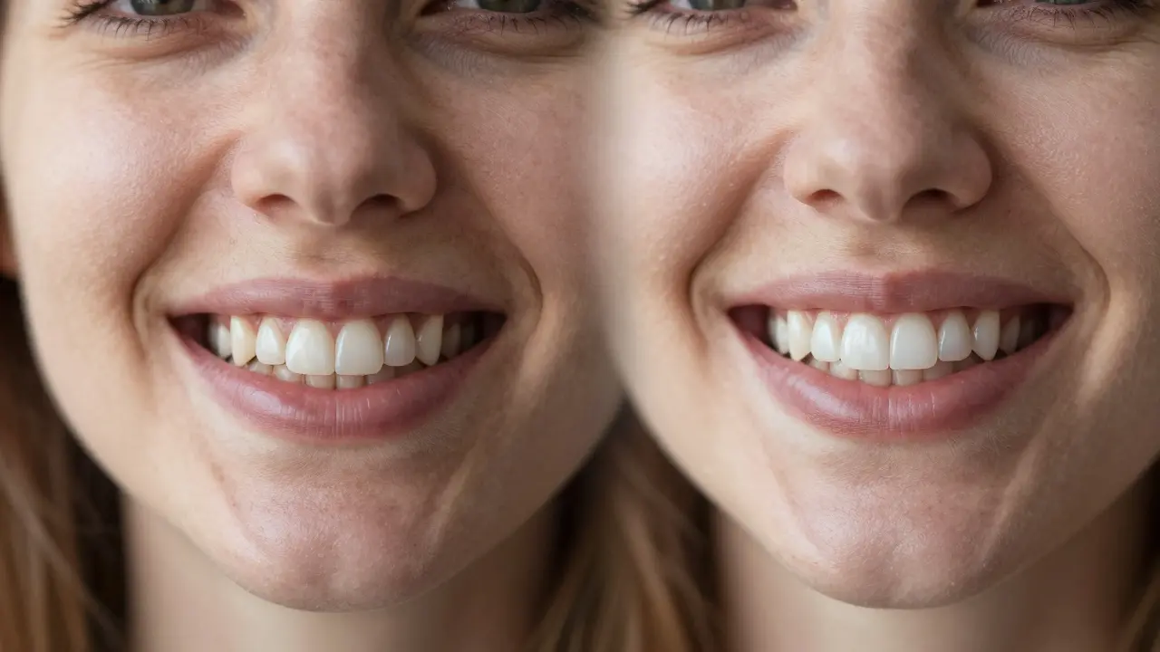 Před a po: transformace nekrásného úsměvu na jasný, přirozený úsměv s fazetami.