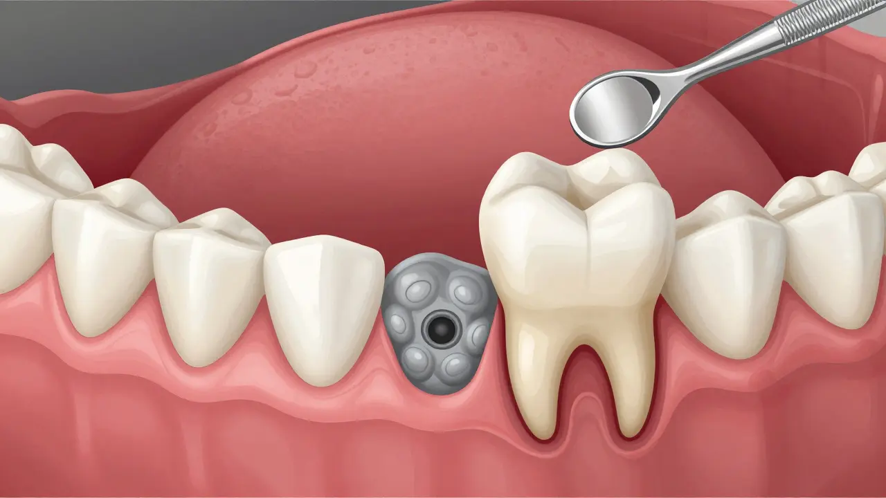 Příčiny parodontitidy: plak pod dásněmi a ničení kosti.