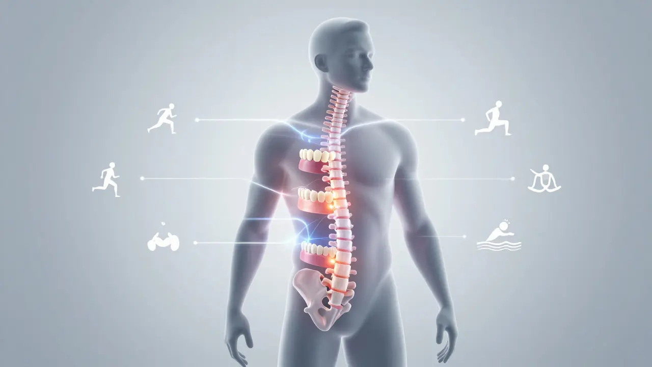 Transparentní silueta ukazuje, jak rovnátka zlepšují celkovou stabilitu těla.