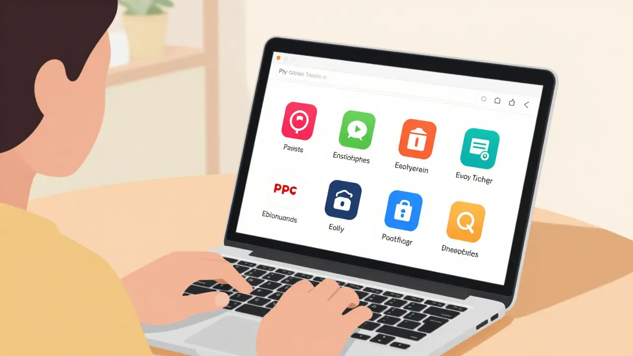 Porovnávání cen sady na bělení zubů na laptopu