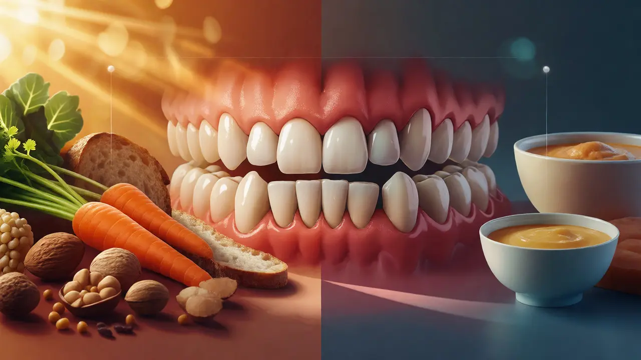 Srovnání tvrdých a měkkých potravin podle stavu chrupu